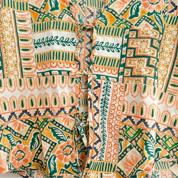 Billa77 Women's Floral and Geometric Print Women's Front Tie Top - Picture 3 of 9